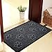 Indoor Outdoor Rug (2-Pack), 17 x 29.5 inch Indoor Outdoor Welcome Mat, Grey Front Door Mat w/Hello Design & Floor Mat w/Paw Prints Design, Entry Rug, Floor Mats for Home, Kitchen Mats and Rugs