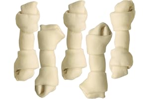 Top Dog Chews - Natural Beef Rawhide Bones (5 Pack), 8"-10" Long-Lasting Dog Bones for Aggressive Chewers, Digestible Dog Treats for Small, Medium & Large Breeds