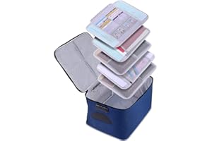 KEJIH Large File Organizer Bag with Lock(15"x11"x7.8"),Document Holder Bag with Removable Layers for Laptop,Files,Certificates,Cards,Money,Valuables,Oxford Storage Box for Travel Office Home (Royal Blue)