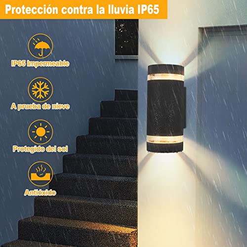 YNXing lampara exterior de Montado en la pared, 2 piezas Apliques de Pared Exterior Semicircular, Cuerpo de la lámpara de aluminio, Bombillas GU10 reemplazables, estanqueidad IP65