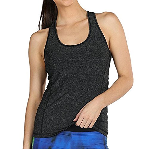 BCDshop Women Running Workouts Yoga Sport Tank Tops Racerback Activewear Blouse Shirt (Black, M)