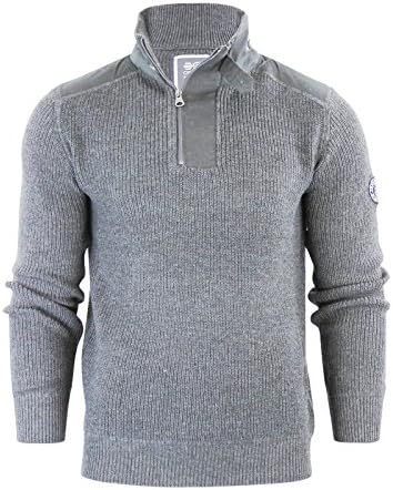 Capo Clothing Mens Jumper Crosshatch Garforth Waffle Knitted 1/4 Zip Up Funnel Neck Sweater
