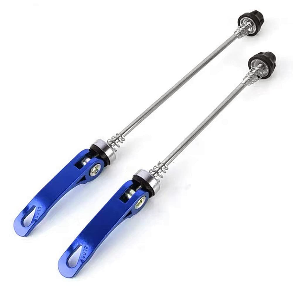 HJUWANG 1 Pair Bike Quick Release Skewer Front Rear Hub Ultralight Bicycle Quick Release Wheel Nuts Front and Rear Skewers for MTB Road Mountain Bike (blue)