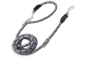 Pawstrip Hands Free Dog Leash - Multifunctional Reflective Waist Leash for Running, Walking, Training - Adjustable Crossbody Nylon Double Leashes for Small Medium Large Dogs (Gray)