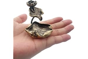 1pc Antique Brass Lotus Leaf Backflow Incense Burner Decorations Solid Pure Copper Frog Lotus Pond Ornaments Tea Pets