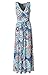 Zattcas Womens Bohemian Printed Wrap Bodice Sleeveless Crossover Maxi Dress (Small, Blue White)