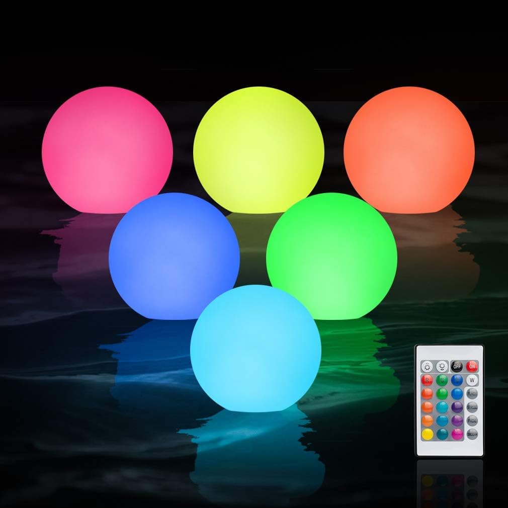 Photo 1 of 6Pack Floating Pool Lights: 3in Led Pool Balls for Swimming Pool, Light up Ball Lights with Remote, IP68 Waterproof, Color Changing Glowing Orb Sphere, Bath tub Accessories, Beach, Party Decoration