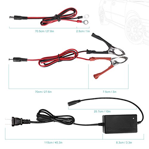 LOETAD 12V 1.5Amp Car Battery Charger Portable SLA Maintainer Auto Trickle Charging with Detachable Alligator and Ring Clips for Automotive Vehicle Motorcycle Lawn Mower Marine - Thumbnail 4