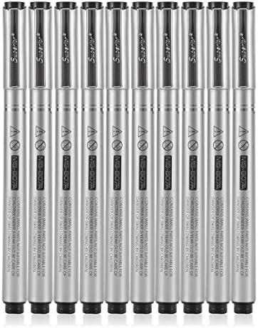Huhuhero Micro-Pen Fineliner Black Ink Pens - 10 Different Micro Fine Point Tip Nibs - Professional Technical Writing Drawing Pens for Fine Line, Scrapbooking, Note Taking, Bullet &amp; Bible Journaling