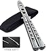 Butterfly Knife Trainer,Stainless Steel Blunt Practice Balisong Dull Pocket Training Knives Tool (steel color)
