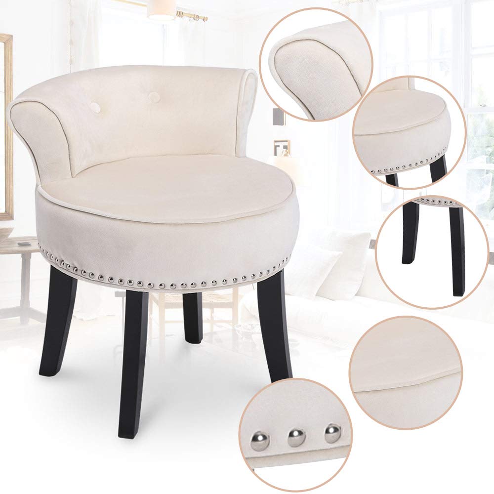 Vanity Stool Chair With Black Wood Legs Bedroom Dressing Chair Makeup Dressing Stool Amazon In Home Kitchen