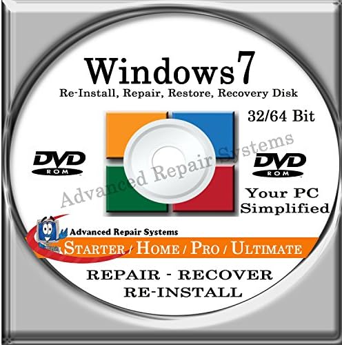 WINDOWS 7 SYSTEM REPAIR &amp; RE-INSTALL 32 Bit &amp; 64 Bit BOOT DISK: Repair &amp; Re-install any version of Windows 7 Basic, Home, Premium and Ultimate (Repair-Restore-Reinstall)