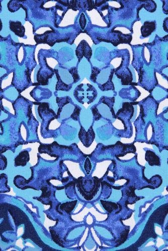 Lands' End Women's Cotton Jersey Sleeveless Swim Cover-up Dress Print Large Deep Sea/Galaxy Blue Mosaic