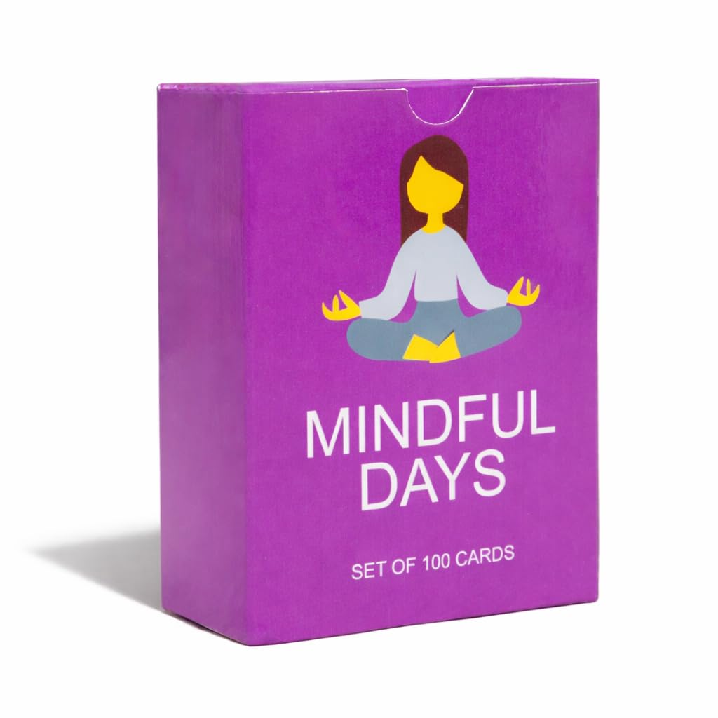BayWel 100 Mindful Days - Daily Mindful Activity Cards – Self-Care & Gratitude Prompts for All Ages | Portable Travel Deck for Mental Wellness, Focus & Stress Relief