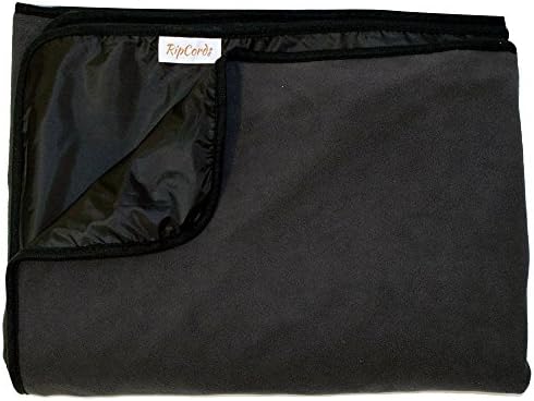 Ripcords Waterproof Windproof Baseball Stadium Blanket | With Fleece (Black)