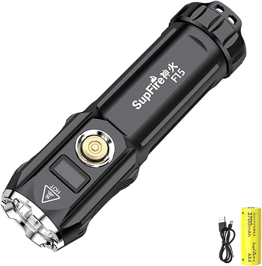 SuperFire Powerful Torch F15 Super Bright 2000 Lumens LED Digital Screen Flashlight Torch with