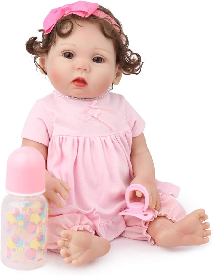 CHAREX Full Vinyl Reborn Baby Dolls Lucy, 18 inch Newborn