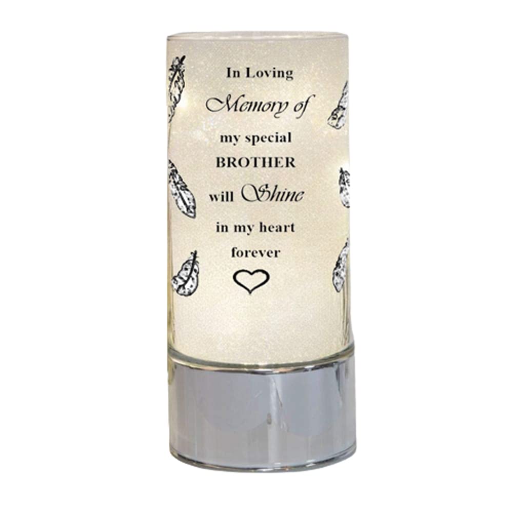 Memorial Light Tubes Ornament, Perfect for Garden and Graveside for Any Special Occasion in The Memory of Dad, Mum, Son, Daughter, Husband, Wife, Grandad, Nan, Brother, Sister. (20cm) (Brother)