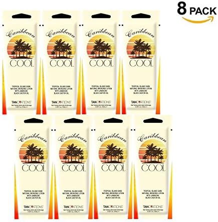 CARIBBEAN COOL, [8 PACK.5 oz each = 4 oz total] Tanning Lotion with Jamaican Black Castor Oil