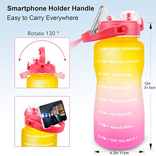 BuildLife Half Gallon Water Bottle No Straw 64 OZ BPA Free