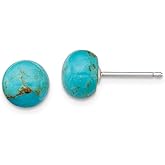 The Black Bow 8-8.5mm Button Turquoise Sterling Silver Stud Earrings