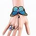 MEiySH Lolita Blue Butterfly Charm Lace Slave Bracelets with Ring fow Women