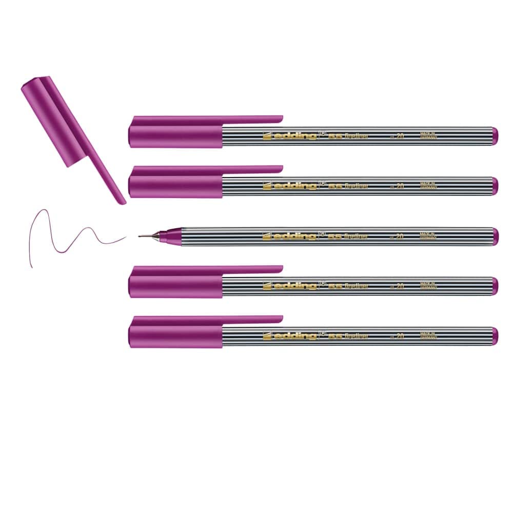 edding 55 - fineliner - magenta - 10 pens - 0.3 mm nib - colour pen for writing, drawing, underlining, illustrating - for children and adults, at school and in the home or office