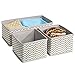 InterDesign Chevron, Set of 3 Soft Bins for Underwear, Socks, Kids Clothes or Accessories, Taupe/Natural Aldo Fabric Dresser Drawer and Closet Storage Organizer, 3 Compartments