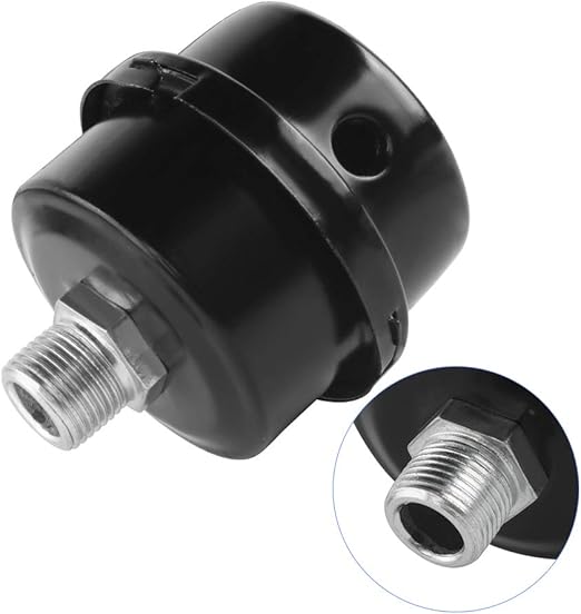 Air Compressor Muffler 3/8"16mm Thread Black Metal Suction Filter for