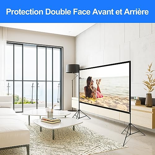 VISULAPEX 120" Projection Screen with Stand, 4K HD 16:9 Foldable Screen Projector on Stand, Tripod Screen with Portable Bag for Cinema Home Office Travel