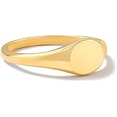 BENIQUE Gold Pinky Signet Rings for Women Men, Stackable Dainty Oval Heart Ring, Non-Tarnish Waterproof 18K Gold Plated Stainless Steel Size 3-11