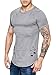 Enjoybuy Short Sleeve Hipster Hip Hop Basic Curved Hem Ripped Tops T-shirt with Holes,Gray,X-Large