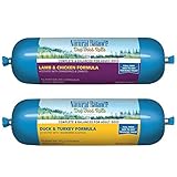 Natural Balance Rolled Dog Food 2 Flavor Variety Bundle: (1) Lamb and Chicken and (1) Duck and Turkey, 16 Ounces Each (2 Rolls Total)