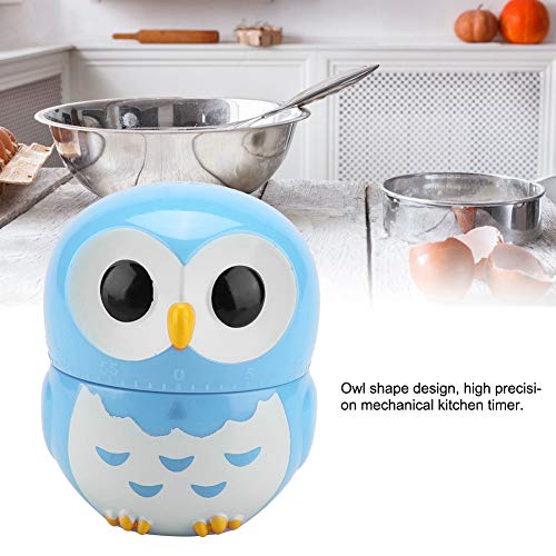 Rosvola Mechanical Timer, Cute Owl Shape Manual Cooking Counters Clock for Kitchen(Blue) - Thumbnail 3