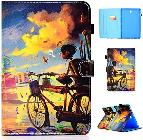 USTY Folio Case for Samsung Galaxy Tab S4 10.5 2018 Model SM-T830/T835/T837 - [Corner Protection] PU Leather Stand Protective Cover with S Pen Holder Auto Sleep/Wake Feature, Bicycle Boy