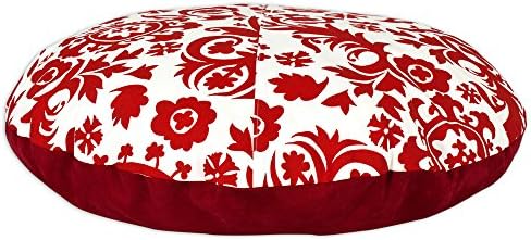 Brite Ideas Living Suzani Lipstick Pet Bed, 36" Round, Red/White