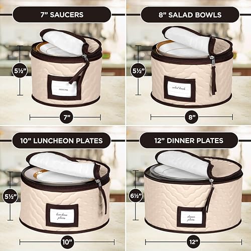 China Storage Containers 5-Piece Set Moving Boxes for Dinnerware, Glasses, Plates, Mugs and Saucers Sturdy Quilted Microfiber Dish Organizer with Dividers for Seasonal Storage - Holds Set of 12