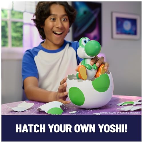 ¡Yoshi Sale del cascarón!, Super Mario Galaxy: La película, Figura de acción interactiva de Huevo de Yoshi con Sonidos, a Partir de 4 años, Pilas Incluidas