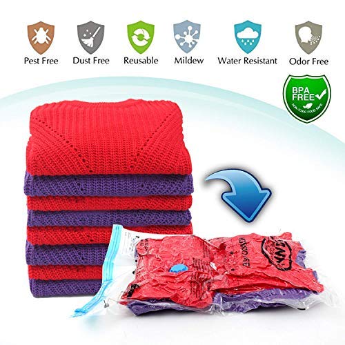 Home-Bliz Vacuum Storage Bags (6pack 100 x 80CM) Premium Reusable Space Saver Compression Sealer Bags* Jumbo Extra Large XL size for clothing bedding blankets!+ FREE Hand-Pump for Travel