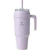 Reduce Reusable 50 oz Cold1 Water Tumbler – Ergonomic Handle – Double-Wall Insulation – Sturdy Desktop/Tabletop Mug with Lid and Straw -BPA-Free –Stainless Steel for Gym, Home, Office– Gentle Lavender