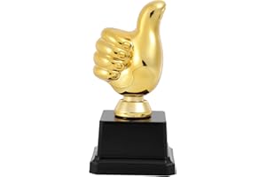 Gosknor Golden Thumbs Up Trophy, 13cm/5.12in Thumb Up Trophy Engraving Funny Plastic Winner Award for Celebrations Sports Game Classroom Job Football Competition Rewards for Recognition