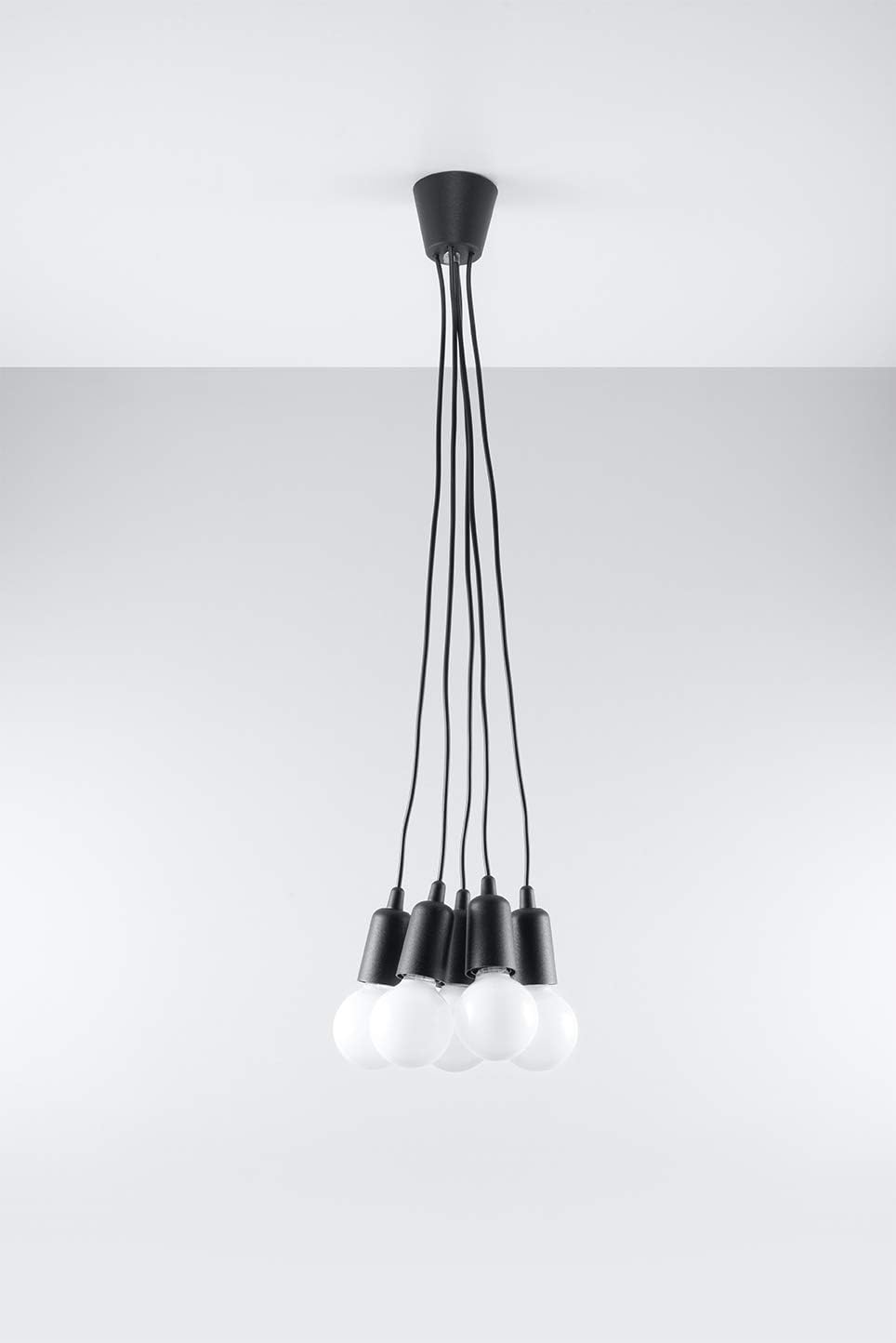 SOLLUX Pendant Lamp Diego Unique Design Without Lampshade Minimalist Lighting Minimalist Lighting LED Bulb for 5 Bulbs Black - Image 3