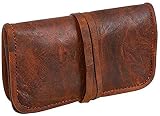 JYOS Genuine Leather Stationery Make-Up Wrap Case Pouch Tobacco Battery Headphone Holder Vintage Unisex