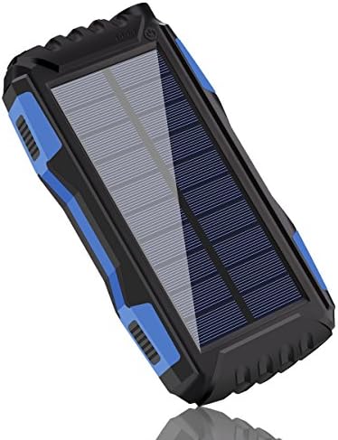 Solar Phone Charger, Tayinplus 25000mAh Portable Solar Charger External Battery Power Bank Waterproof Solar Charger, Solar Powered Charger with LED Light for Cell Phone, iPhone, iPad, Phones (Blue)