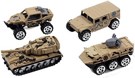 San Tokra 4Pcs Military Vehicle Model Alloy Metal &amp; Plastic Toy Cars for Children Gift