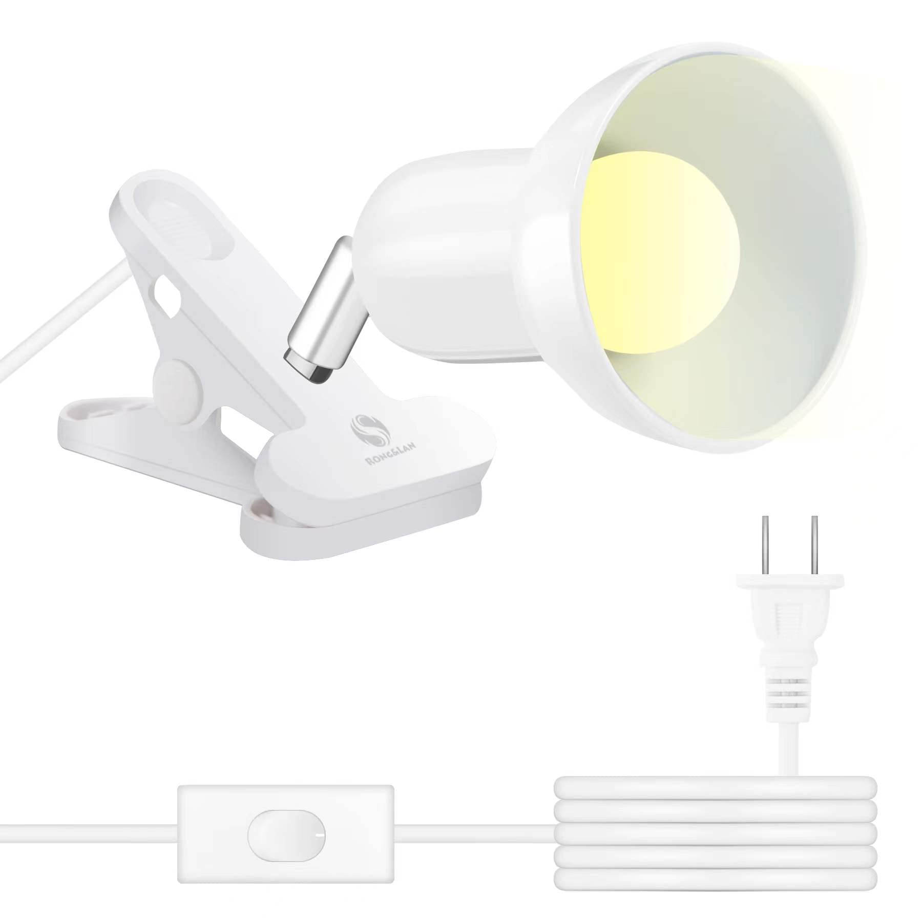 Photo 1 of RONG&LAN LED Metal Clip On Light Clip on Lamp for Desk, 360° Adjustable Clamp Reading Light for Bed, Eye-Friendly Book Night Light for Desk Bed Table Dorm Room Bedroom Office Reading SUN-88 White