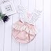 Baby Girls Lace Flower Printed Bodysuit Romper Jumpsuit Dot Backless Sunsuit Onesie (12-18 Months, Grey)