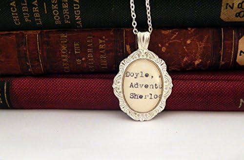 Silver Sherlock oval pendant necklace