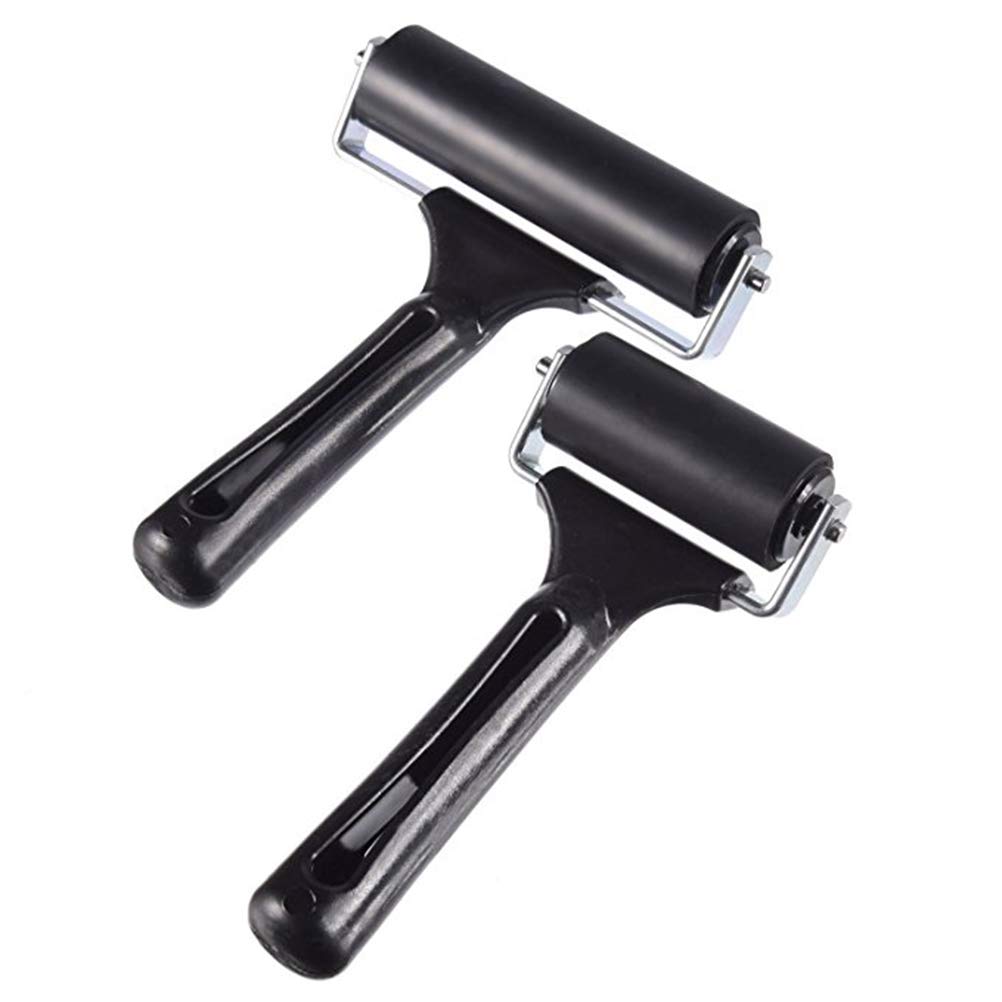 SUPVOX 2pcs Rubber Brayer Ink Roller for Lino Printing and Block Printing Stamping Tools