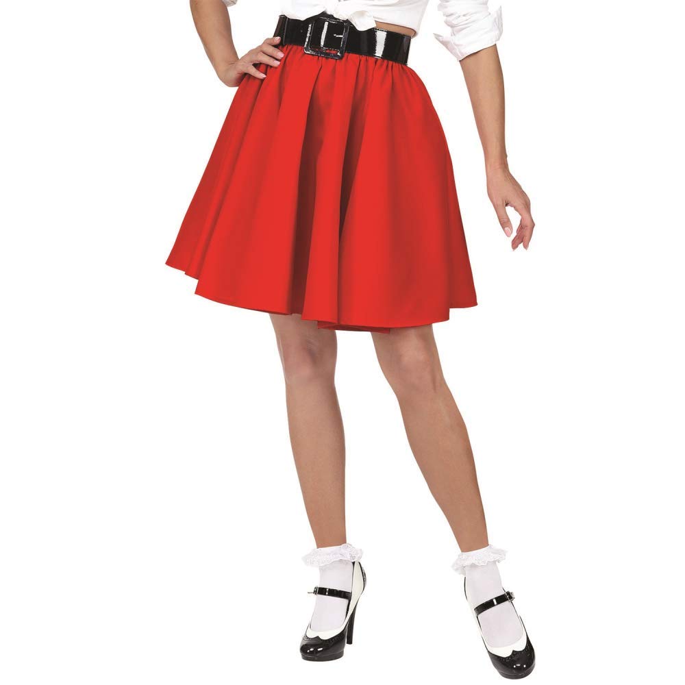 WIDMANN 33671-50s Style Skirt for Adult Woman, Rock'n'Roll, Twist, Ballerina, Theme Parties, One Size, Red Color